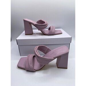 Marc Fisher Women's Eloria Faux Leather Square Toe Block Heel Sandals NWB